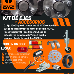Kit 01 eje de 1000 kg con accesorios