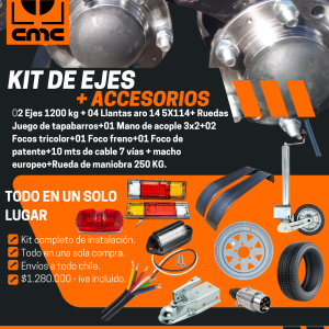 Kit 02 ejes de 1200 kg c/u con accesorios
